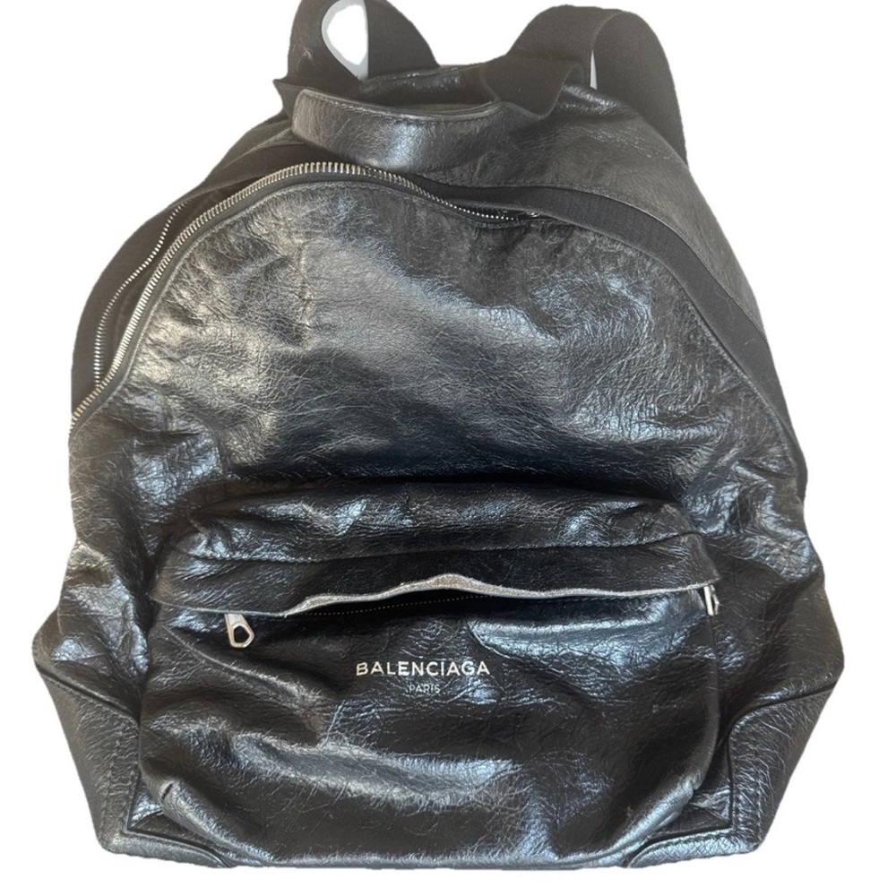 Balenciaga Shiny Black leather Backpack